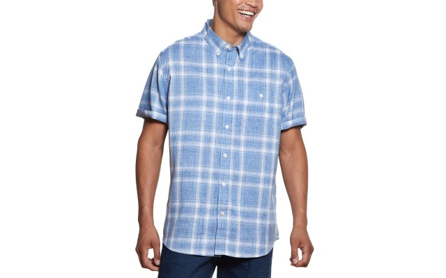  Men's Short Sleeve Woven Shirt, Blue, 3X-Large