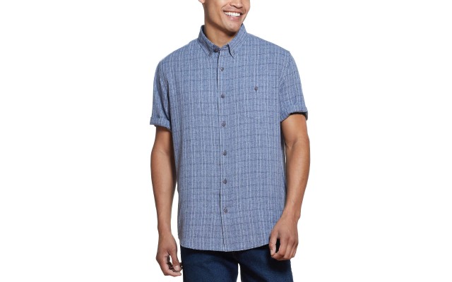  Men's Short Sleeve Woven Shirt, Dark Blue, 3X-Large