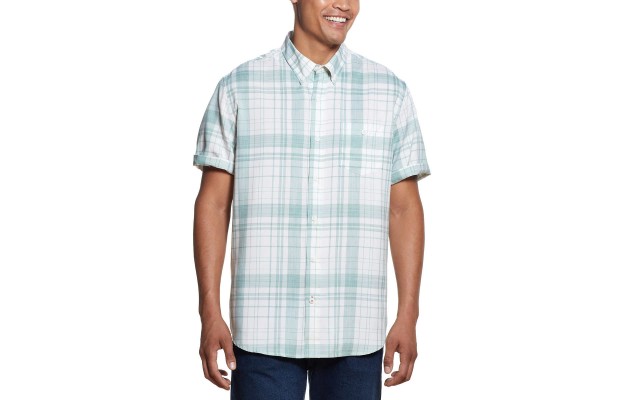  Men's Short Sleeve Woven Shirt, Green, 3X-Large