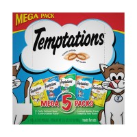 Whiskas Temptations Cat Treats Mega 5 Pack, Mega Cat Food -6.3 oz