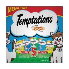 Whiskas Temptations Cat Treats Mega 5 Pack, Mega Cat Food -6.3 oz