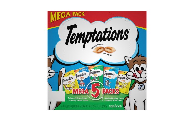  Temptations Cat Treats Mega 5 Pack, Mega Cat Food -6.3 oz