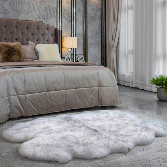  Genuine Sheepskin Rug Collection, Gray, 3 ft. 7 in. x 5 ft. 10 in.
