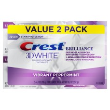 2 Pack- Crest 3D White Brilliance Toothpaste, Peppermint, 4.1 oz,
