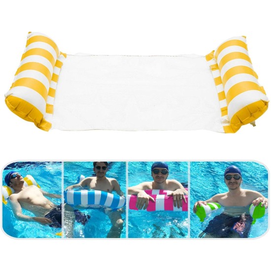 2 Pack Inflatable Water Hammock, Air Mattress, Aqua Lounger & Floating Sleep Pillow for Swimming Pool or Beach – Foldable & Easy to Carry