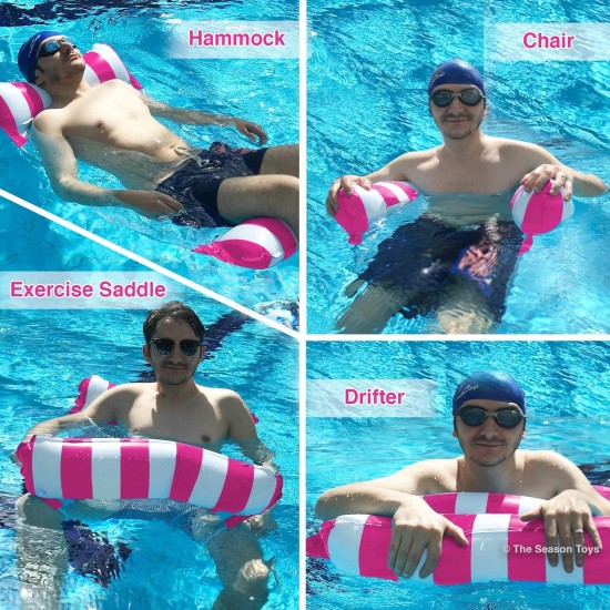 2 Pack Inflatable Water Hammock, Air Mattress, Aqua Lounger & Floating Sleep Pillow for Swimming Pool or Beach – Foldable & Easy to Carry, 2 Pack (Navy+Pink)