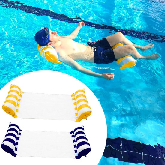 2 Pack Inflatable Water Hammock, Air Mattress, Aqua Lounger & Floating Sleep Pillow for Swimming Pool or Beach – Foldable & Easy to Carry, 2 Pack (Navy+Yellow)