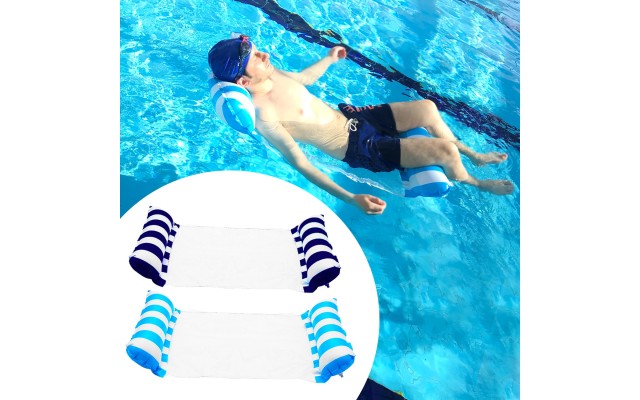 2 Pack Inflatable Water Hammock, Air Mattress, Aqua Lounger & Floating Sleep Pillow for Swimming Pool or Beach – Foldable & Easy to Carry, 2 Pack (Blue+Navy)