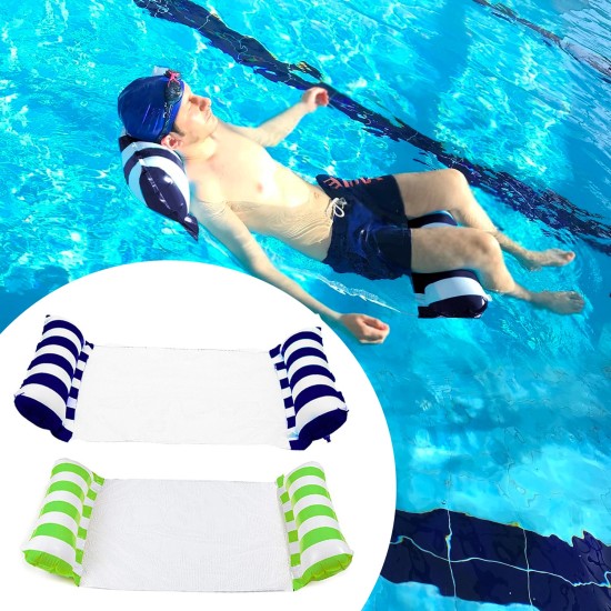 2 Pack Inflatable Water Hammock, Air Mattress, Aqua Lounger & Floating Sleep Pillow for Swimming Pool or Beach – Foldable & Easy to Carry, 2 Pack (Green+Navy)