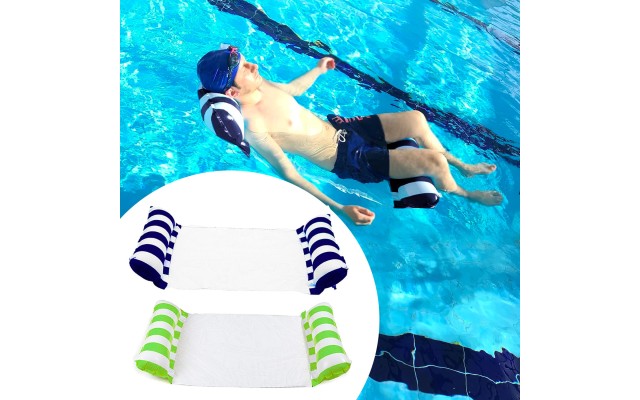 2 Pack Inflatable Water Hammock, Air Mattress, Aqua Lounger & Floating Sleep Pillow for Swimming Pool or Beach – Foldable & Easy to Carry, 2 Pack (Green+Navy)