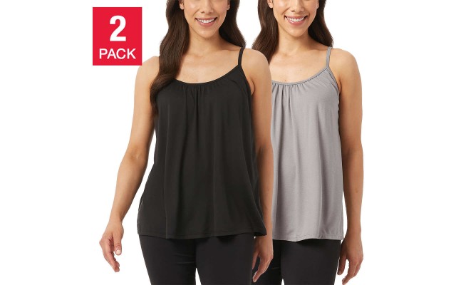  Ladies' Bra Cami, 2-pack, Gray, Large