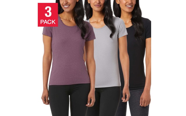  Ladies' Cool Tee, 3-pack, Black, Large