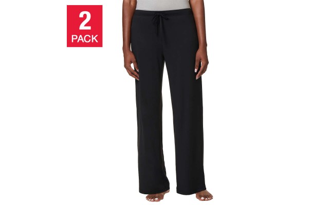  Ladies' Lounge Pant, 2-pack, Black, Small