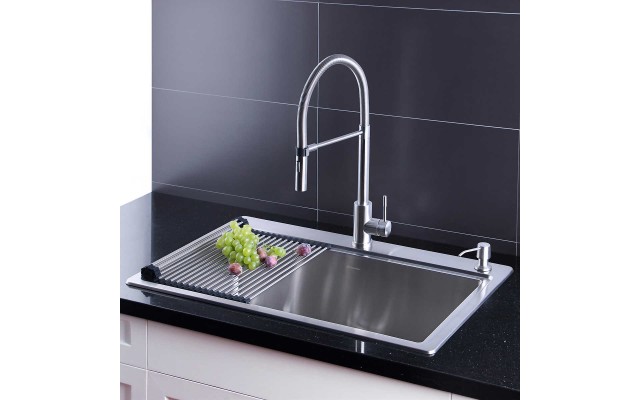  Stainless 33-inch Sink and Semi Pro Faucet Combo