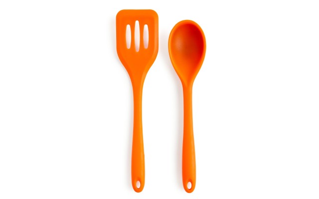 Art & Cook Silicone Slotted Turner & Solid Spoon, Set of 2