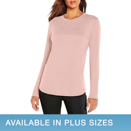 Ladies' Long Sleeve Crewneck Top, Pink, XX-Large