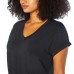 Ladies' Roll Sleeve Tee, Black, 3X