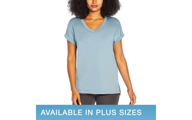  Ladies' Roll Sleeve Tee, Blue, 3X