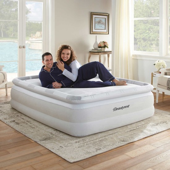  Memory Elite 20” Raised Memory Foam Pillowtop Queen Air Bed with Built-in Pump