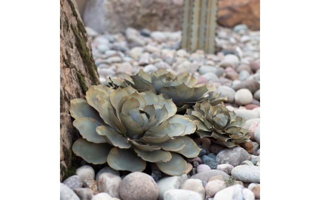 Blue Rose Succulent Sculpture Set, 3-piece by 