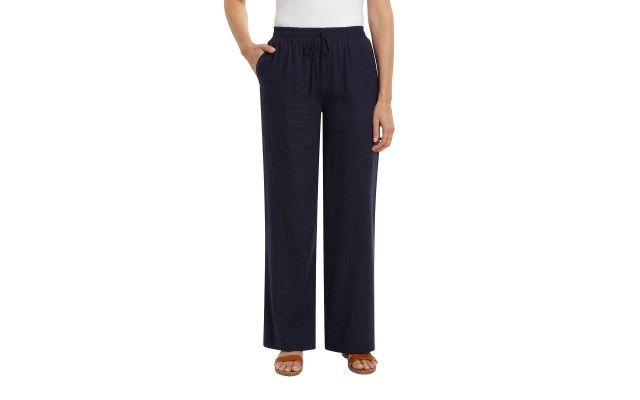  Ladies' Linen Blend Pant, Blue, 2X