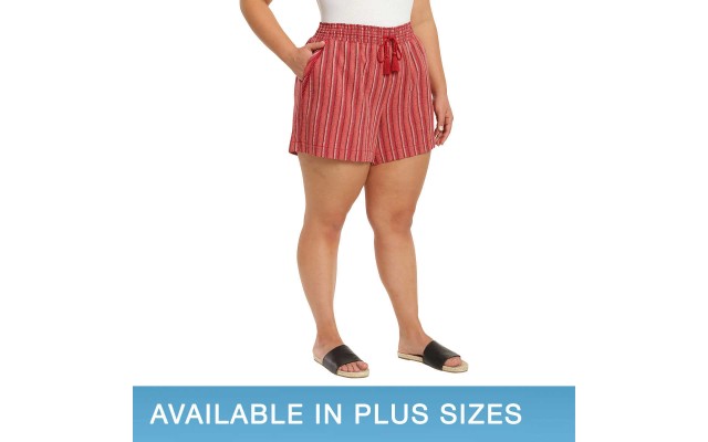 ' Ladies' Linen Blend Short, Red, Medium