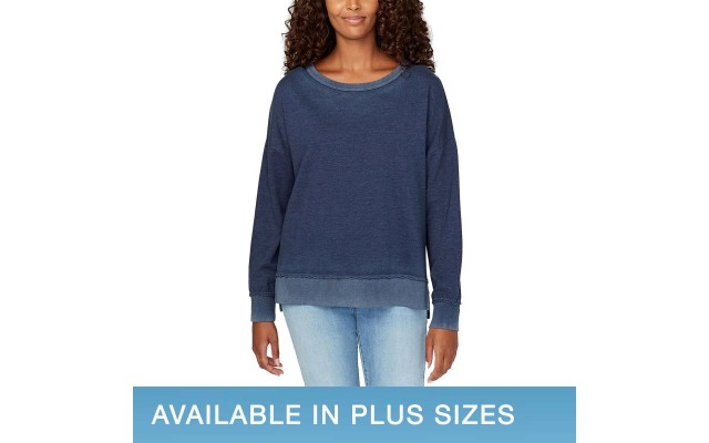  Ladies' Crewneck Pullover, Blue, 2X