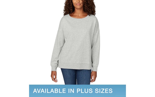  Ladies' Crewneck Pullover, Gray, 2X