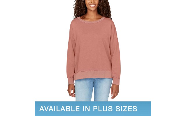  Ladies' Crewneck Pullover, Pink, 2X