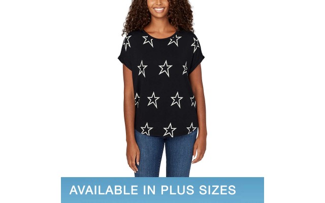  Ladies' Crewneck Top, Black, 2X