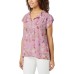  Ladies' Flutter Sleeve Floral Top, Pink, Medium