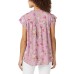  Ladies' Flutter Sleeve Floral Top, Pink, Medium