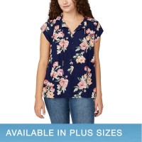 Buffalo Ladies' Flutter Sleeve Floral Top, Blue, Large