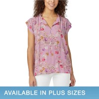 Buffalo Ladies' Flutter Sleeve Floral Top, Pink, X-Large