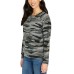  Ladies' Printed Cozy Top, Gray, Large