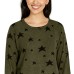  Ladies' Printed Cozy Top, Green, Large