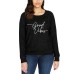  Ladies' Printed Cozy Top, Black, Large