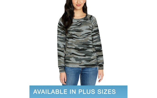  Ladies' Printed Cozy Top, Gray, Large