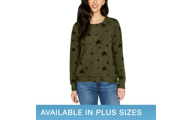  Ladies' Printed Cozy Top, Green, Large