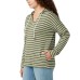  Ladies' Striped Hoodie, Green, Large