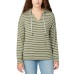  Ladies' Striped Hoodie, Green, Large