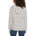  Ladies' Striped Hoodie, White, Large