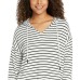  Ladies' Striped Hoodie, White, Large