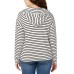  Ladies' Striped Hoodie, White, Large