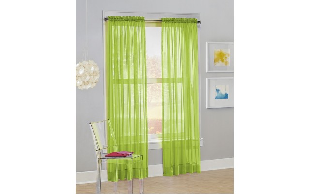 Calypso Voile Sheer Rod Pocket Curtain Panel, 63″ L x 59″ W