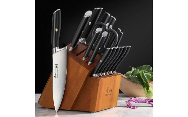  L Series 17-Piece German Steel Forged Knife Set, Black
