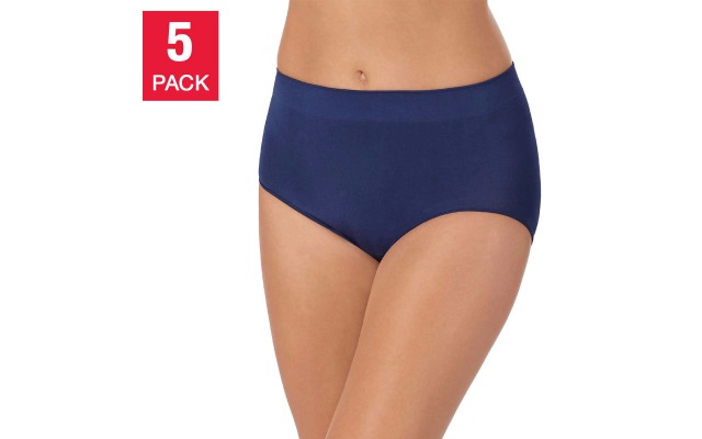  Ladies' Seamless Brief, 5-pack, Blue, Small