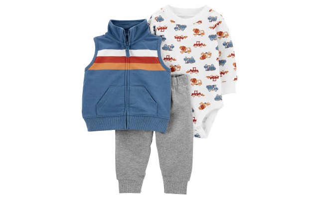  Infant 3-piece Vest Set, Cars, One Color, 12 Months