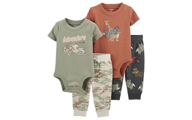  Infant 4-piece Layette Set, Blue or Green, Green, 12 Months