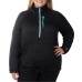  Ladies' Quarter Zip Fleece Jacket, Black, 2X